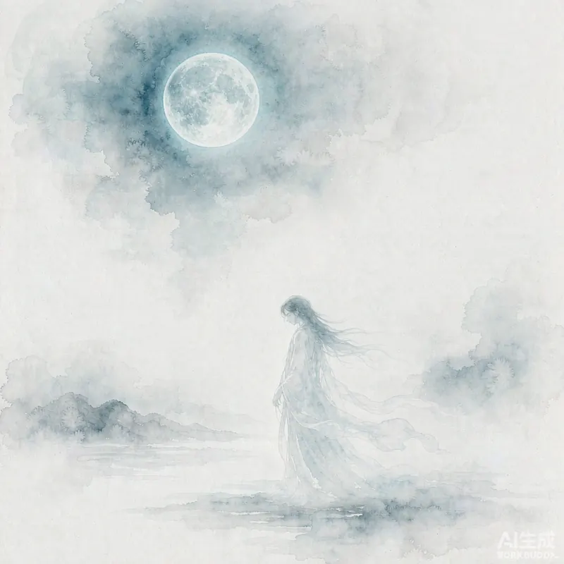Ink-wash illustration for dreaming of ghosts or being chased