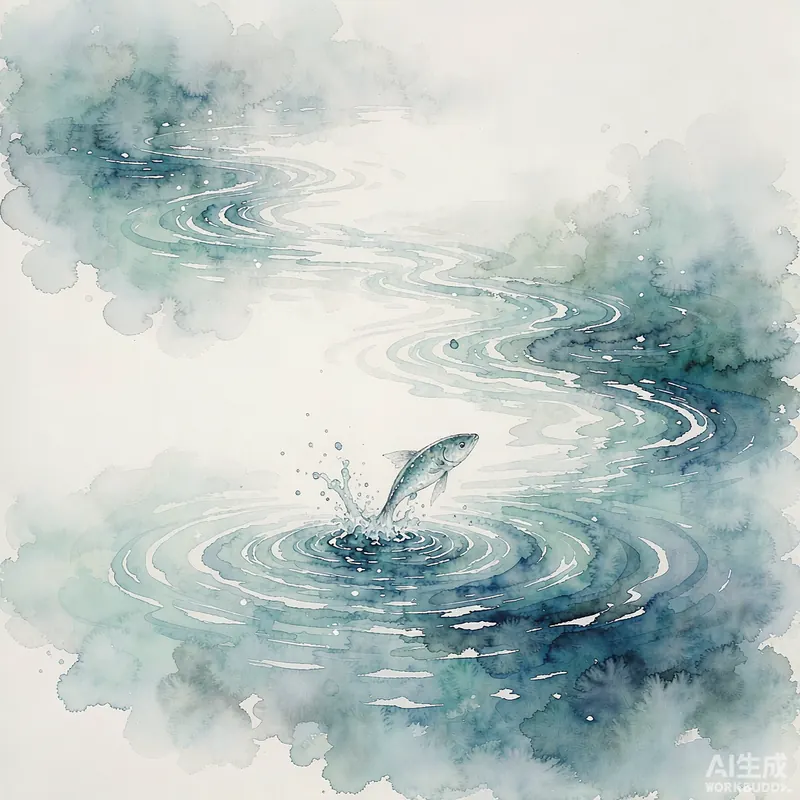夢見水是什麼意思_周公解夢水墨插圖